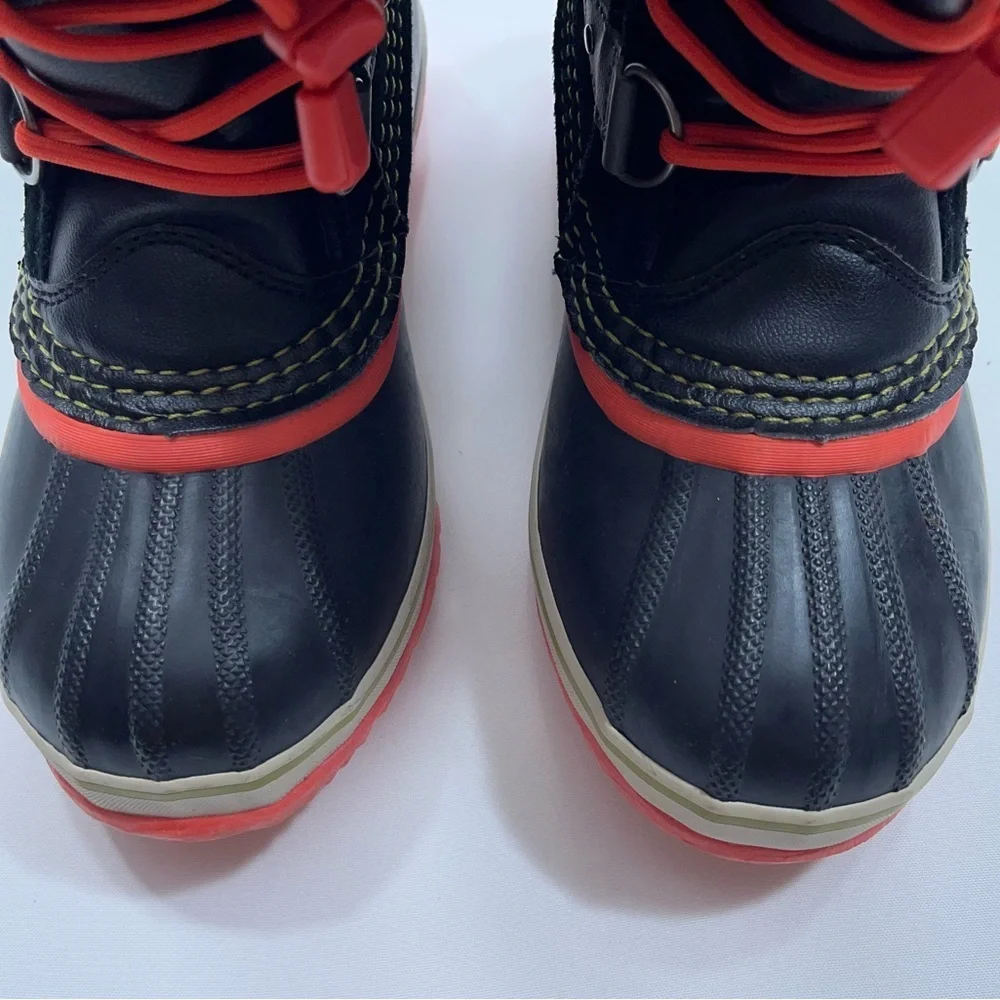 Sorel Waterproof Snow Boots Womens Size 5 Black Red Joan Of Arctic Warm Lined